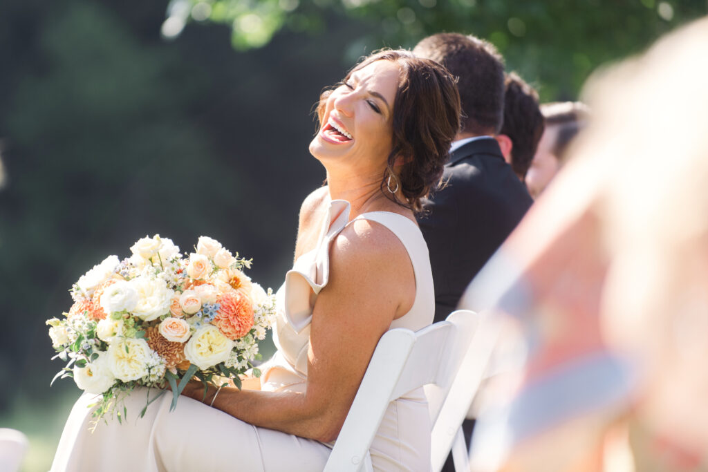Candid Documentary Wedding Photography Guest Laughing Wedding Cinema Cashiers NC
