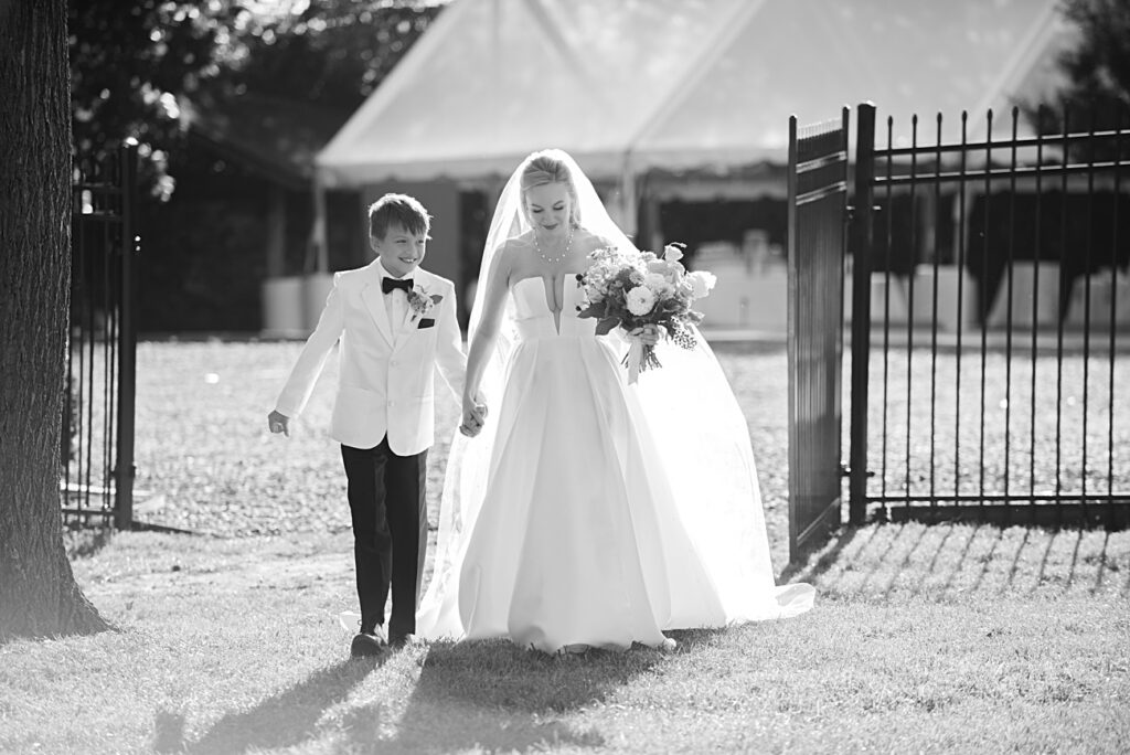 Black and White Emotional Ceremony Entrance Son Escorting Bride Documentary Wedding Cinema