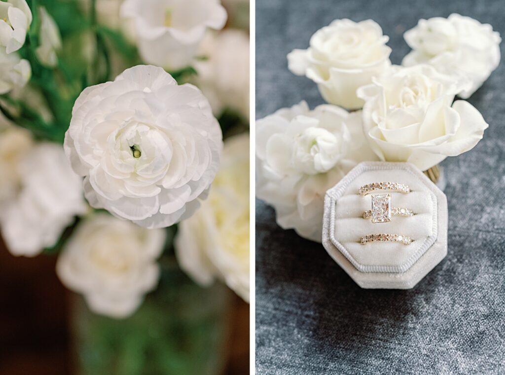 Parker Mill Wedding Details Luxury Wedding Filmmaker Whittier NC Velvet Vow Books and Diamond Ring