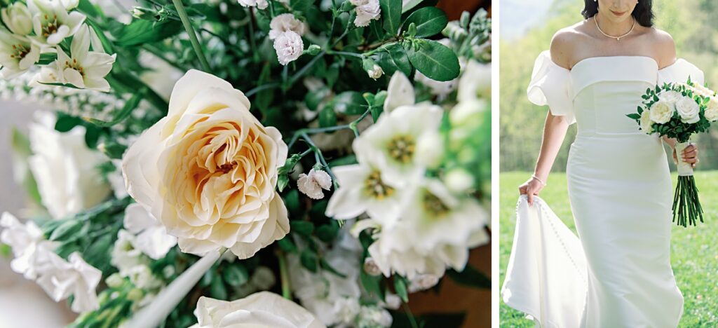 White and Green Wedding Florals Parker Mill Wedding Design Spring Wedding Inspiration NC