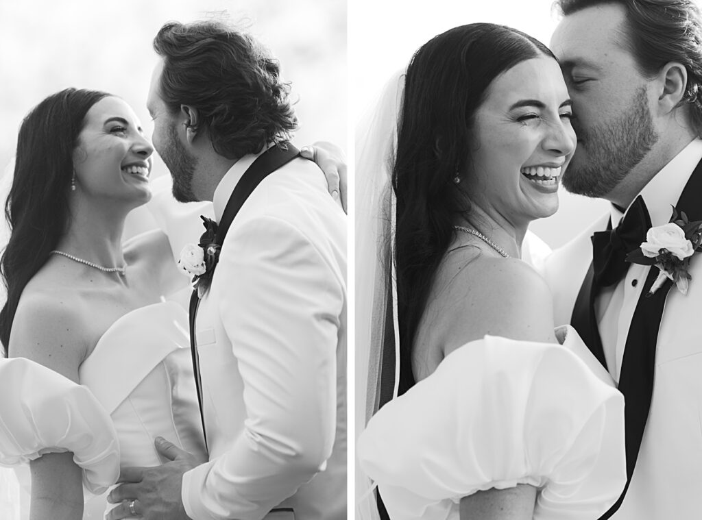 Black and white emotion filled portraits of bride and groom by Katherine Denise Films Wedding Cinema House